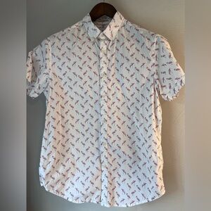 Cactus Man Men’s Size S 100% Cotton Slim Fit Flamingo Short Sleeve Button Down
